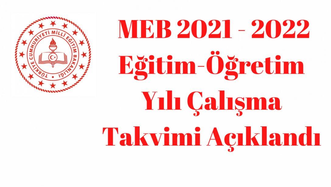 İstanbul İl Milli Eğitim Müdürlüğü Örgün Ve Yaygın Öğretim Kurumları 2021 - 2022 Eğitim-Öğretim Yılı Çalışma Takvimi